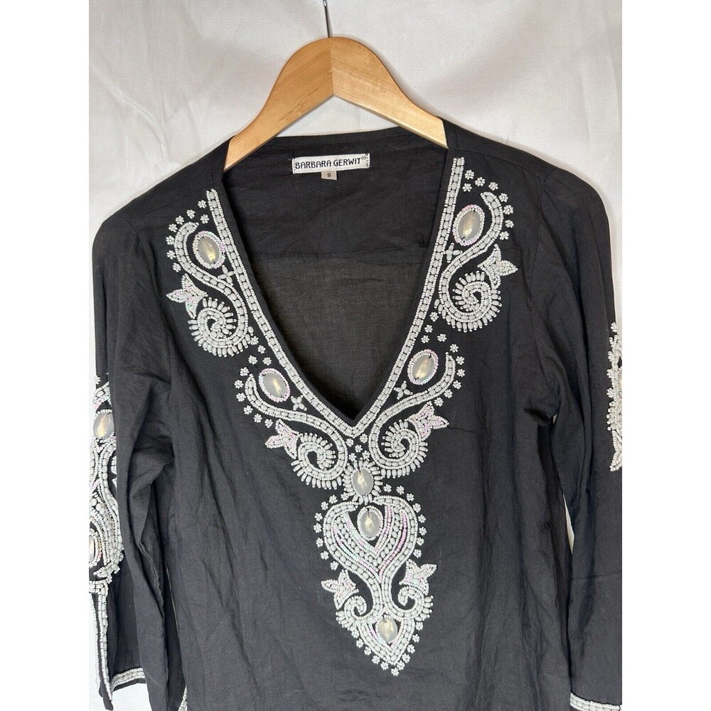 Barbara Gerwit Small Beaded Pullover Tunic Top Bl… - image 6